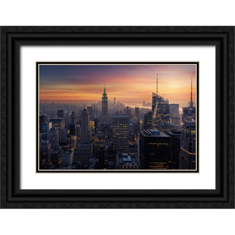 Big Apple Black Ornate Wood Framed Art Print with Double Matting by Ruiz Dueso, Jorge