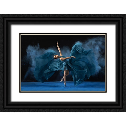Rasa Ballerina Black Ornate Wood Framed Art Print with Double Matting by Suhardjo, Lisdiyanto