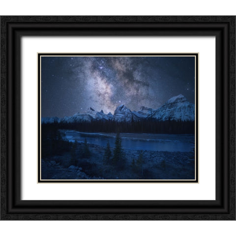 Milky Way over Mountains Black Ornate Wood Framed Art Print with Double Matting by F. Turienzo, Carlos