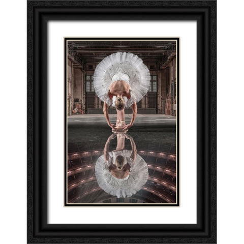 BallerinaStage Black Ornate Wood Framed Art Print with Double Matting by Egger, Marcel