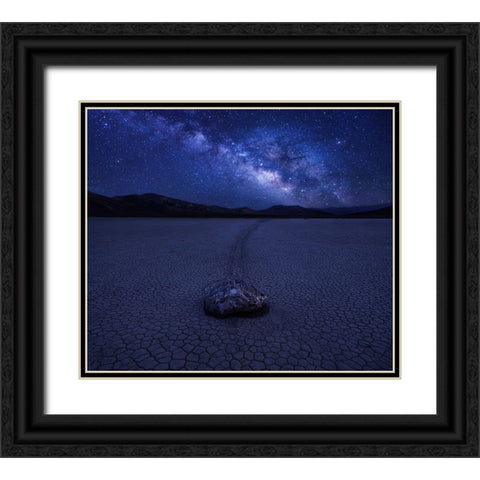 Milky Way Over The Racetrack Black Ornate Wood Framed Art Print with Double Matting by Zhang, Anna