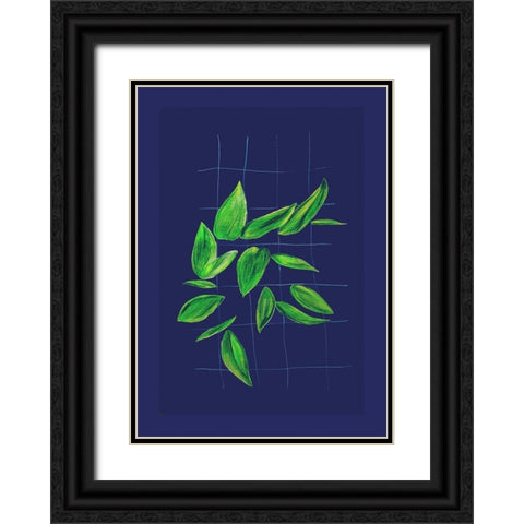 Grid leaves 1 Black Ornate Wood Framed Art Print with Double Matting by Woelders, Tania Sloth
