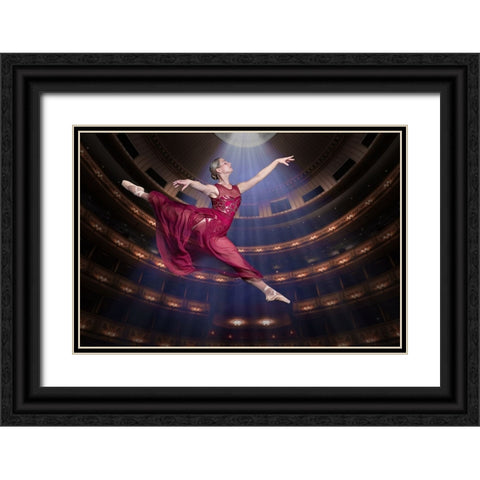 Ballerinarouge Black Ornate Wood Framed Art Print with Double Matting by Egger, Marcel