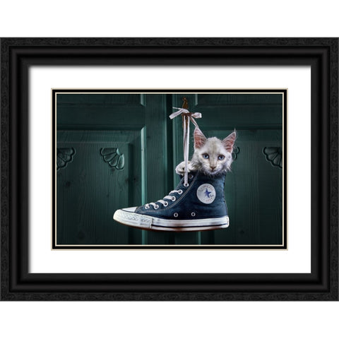 Catshoe Black Ornate Wood Framed Art Print with Double Matting by Egger, Marcel