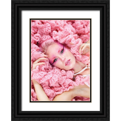 pink lady Black Ornate Wood Framed Art Print with Double Matting by Allmaier, Michael