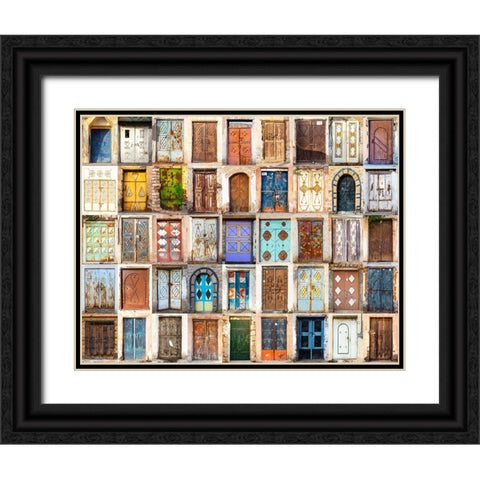 The 45 Doors Black Ornate Wood Framed Art Print with Double Matting by Turkistani, Hanaa