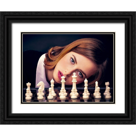 Queens Gambit Black Ornate Wood Framed Art Print with Double Matting by Rozenberg Sherez, Ifat