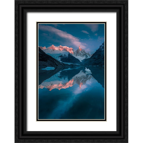 Illuminated Peaks Black Ornate Wood Framed Art Print with Double Matting by And Hongchao, Gu