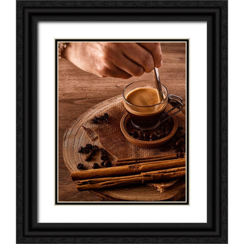 Coffe Black Ornate Wood Framed Art Print with Double Matting by Del Puerto, Javier