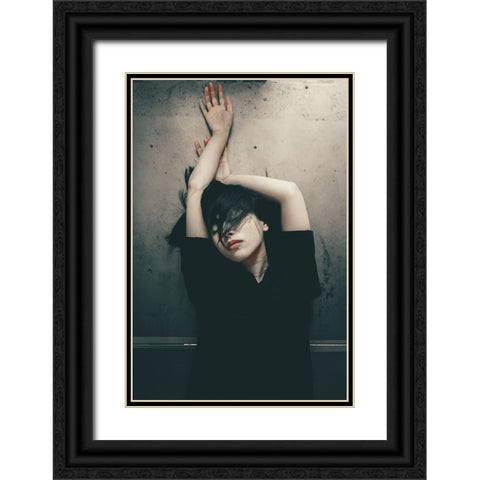 Confusion Black Ornate Wood Framed Art Print with Double Matting by Sangan, Kurosaki