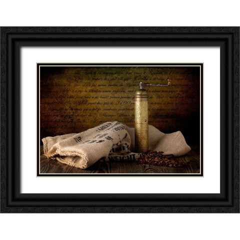 Still Life With Mocha Grinder Black Ornate Wood Framed Art Print with Double Matting by Richter, Regine