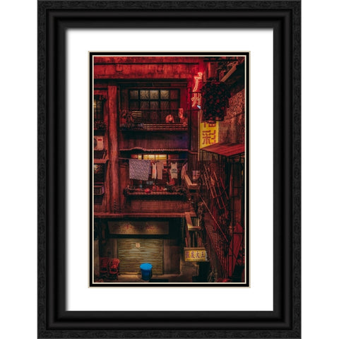 Food Market Black Ornate Wood Framed Art Print with Double Matting by Zheng, Yuyu