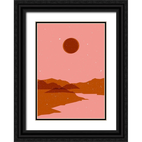 Moon  landscape Black Ornate Wood Framed Art Print with Double Matting by NKTN