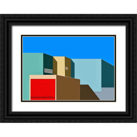 Urban textures - Jokneam industrial park Black Ornate Wood Framed Art Print with Double Matting by Orbach, Arnon
