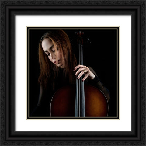 Cellist Black Ornate Wood Framed Art Print with Double Matting by Arabzadeh, Abbas