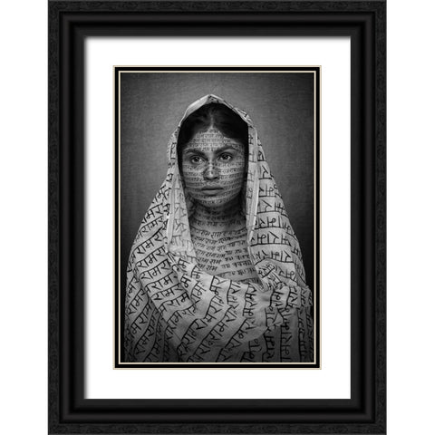 RAMNAMI TRIBAL WOMAN Black Ornate Wood Framed Art Print with Double Matting by Bhattacharyya, Partha