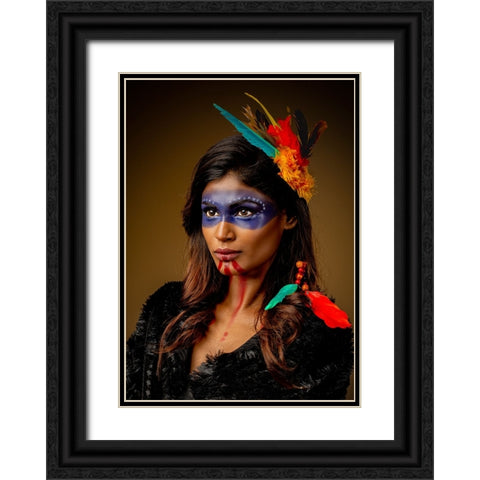Mexican Tribe Beauty Black Ornate Wood Framed Art Print with Double Matting by Chattopadhyay, Debasish