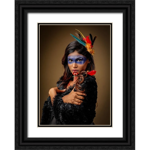 Mexican Beauty Black Ornate Wood Framed Art Print with Double Matting by Chattopadhyay, Debasish
