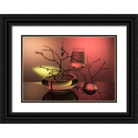 From The Series Qexperiments With Glassq Black Ornate Wood Framed Art Print with Double Matting by Popov, Evgeniy