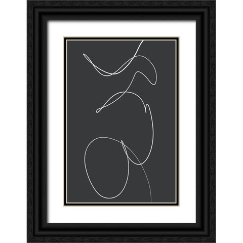 Ligne Abstrakt Black Ornate Wood Framed Art Print with Double Matting by Uplusmestudio