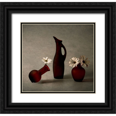 A Trio Black Ornate Wood Framed Art Print with Double Matting by G, May