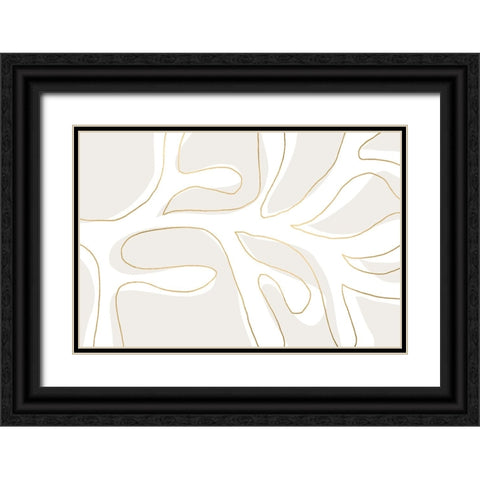 Abstract Twig White And Gold Black Ornate Wood Framed Art Print with Double Matting by Uplusmestudio