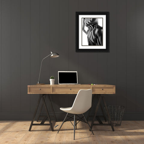 Zebra Black Ornate Wood Framed Art Print with Double Matting by Anton, Rostovskiy