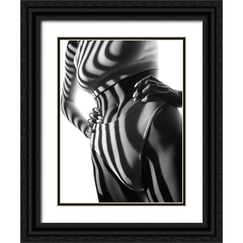 Zebra Black Ornate Wood Framed Art Print with Double Matting by Anton, Rostovskiy