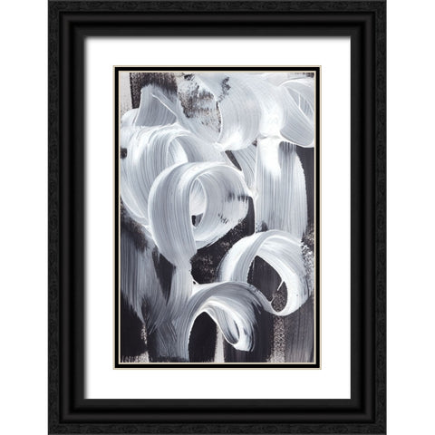 Abstract Loops Black Ornate Wood Framed Art Print with Double Matting by Uplusmestudio