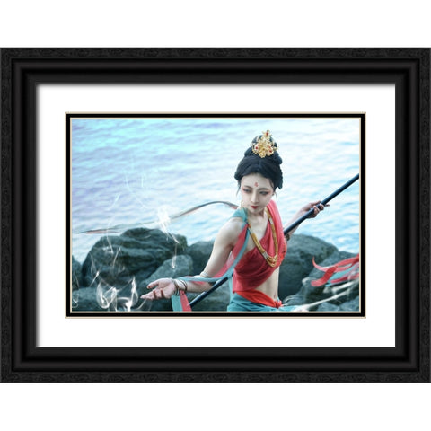 breeze Black Ornate Wood Framed Art Print with Double Matting by Suemasa, Hiroaki