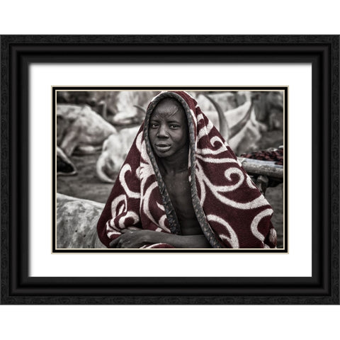 Mundari tribe child. Black Ornate Wood Framed Art Print with Double Matting by Inazio Kuesta, Joxe