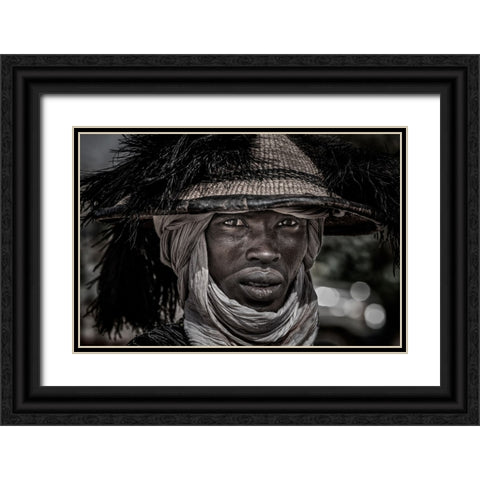 Peul Man - Niger Black Ornate Wood Framed Art Print with Double Matting by Inazio Kuesta, Joxe