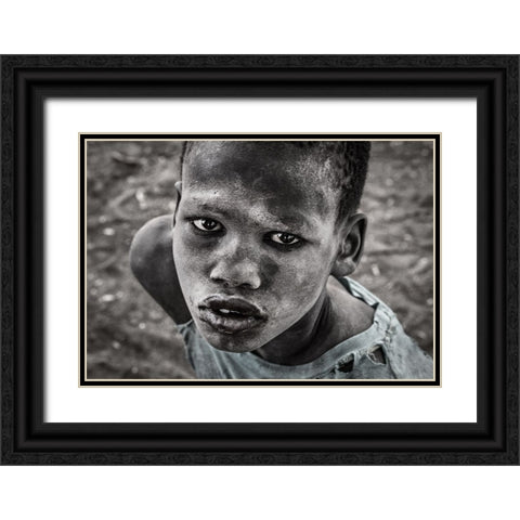 Mundari Child. Black Ornate Wood Framed Art Print with Double Matting by Inazio Kuesta, Joxe