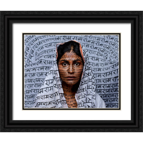 Ram Nami Tribe -India Black Ornate Wood Framed Art Print with Double Matting by Chattopadhyay, Debasish