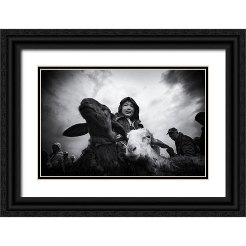 Animal Market - 1396 Black Ornate Wood Framed Art Print with Double Matting by Garik