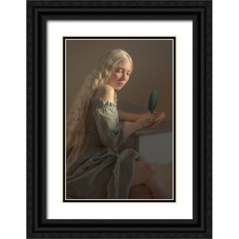 Letter Black Ornate Wood Framed Art Print with Double Matting by Durisova, Michaela