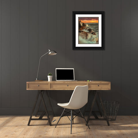 Wave Time Black Ornate Wood Framed Art Print with Double Matting by Yu, Wenjin
