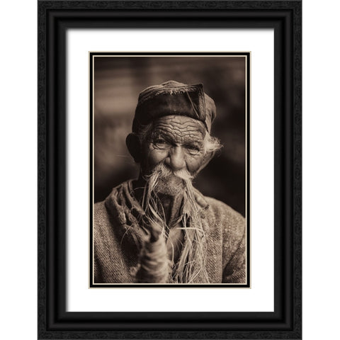 Portrait of a herder Black Ornate Wood Framed Art Print with Double Matting by Swapnil