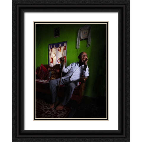 Mr. Rai - At Home Black Ornate Wood Framed Art Print with Double Matting by Steverson, Michael