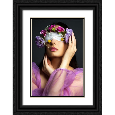 flowers Black Ornate Wood Framed Art Print with Double Matting by Kazamil, Farid