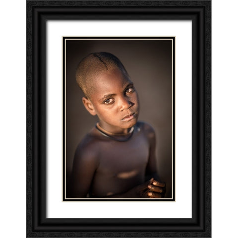 Young Himba Girl Black Ornate Wood Framed Art Print with Double Matting by Cole, Trevor