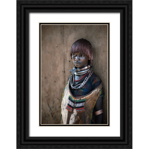 Hamar Woman Black Ornate Wood Framed Art Print with Double Matting by Cole, Trevor
