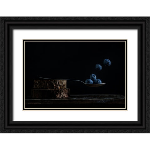 blueberies Black Ornate Wood Framed Art Print with Double Matting by Gritzmann, Katarzyna