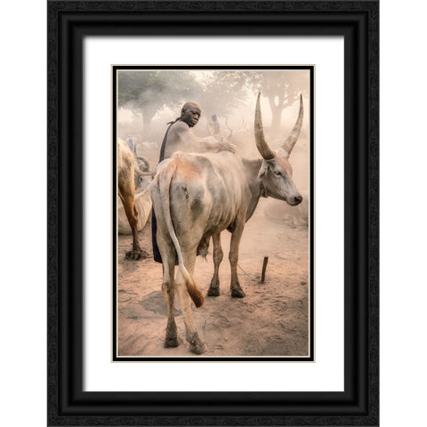 Mundari Massage Black Ornate Wood Framed Art Print with Double Matting by Cole, Trevor
