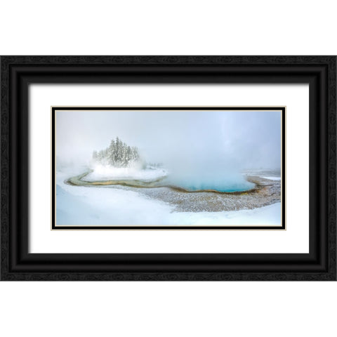 A Little Pearl Pond Black Ornate Wood Framed Art Print with Double Matting by Mao, Dianne