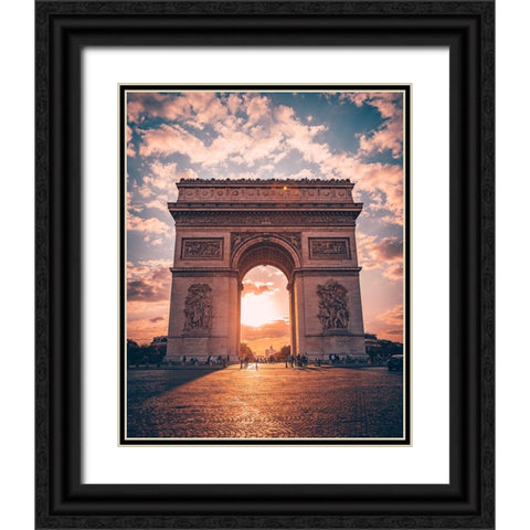Golden Arc of Paris Black Ornate Wood Framed Art Print with Double Matting by Pournader, Behdad