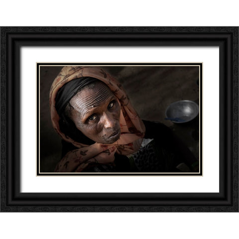 Elder At Niergui Refugee Camp-Tchad Black Ornate Wood Framed Art Print with Double Matting by Molina, Elena