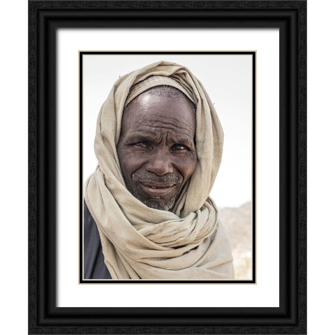 Elder At Niergui Refugee Camp-Tchad Black Ornate Wood Framed Art Print with Double Matting by Molina, Elena