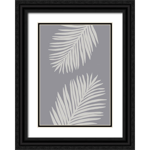 PALM LEAF 03 MEDIUM GRAY Black Ornate Wood Framed Art Print with Double Matting by 1x Studio