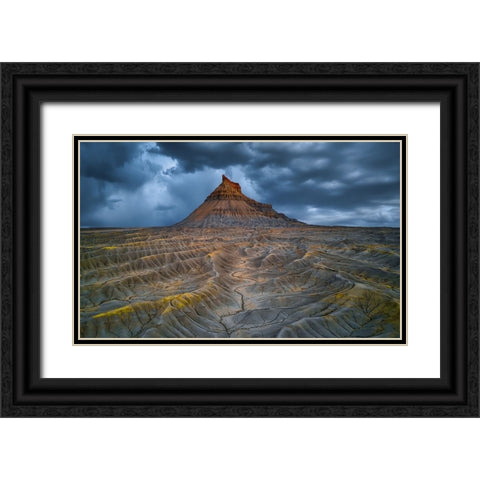 Factory Butte Before A Thunderstorm Black Ornate Wood Framed Art Print with Double Matting by Zheng, Michael